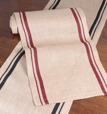 Burlap Stripe Black Table Runner 72 In T7190011 - The Fox Decor
